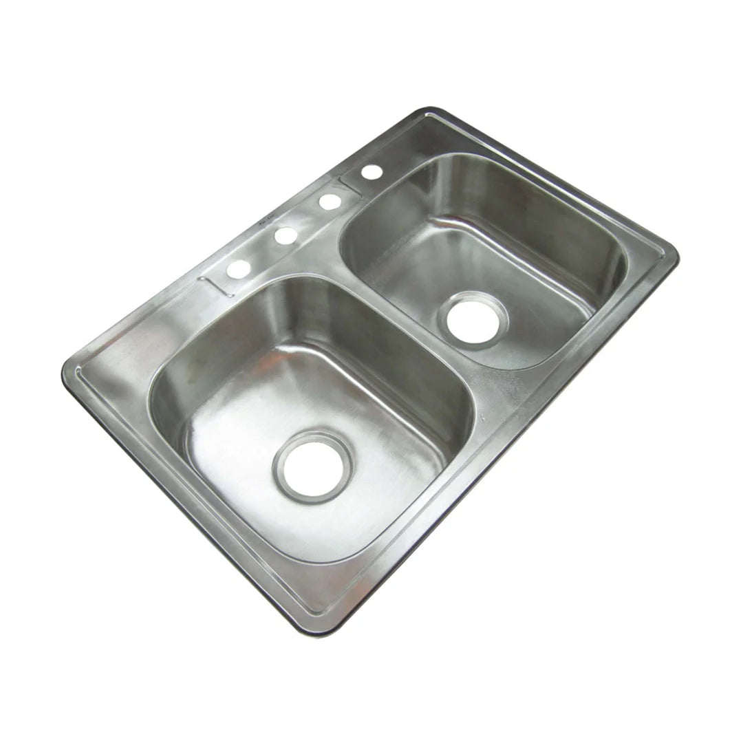 Fregador Doble Acero Inoxidable 33X22X6"