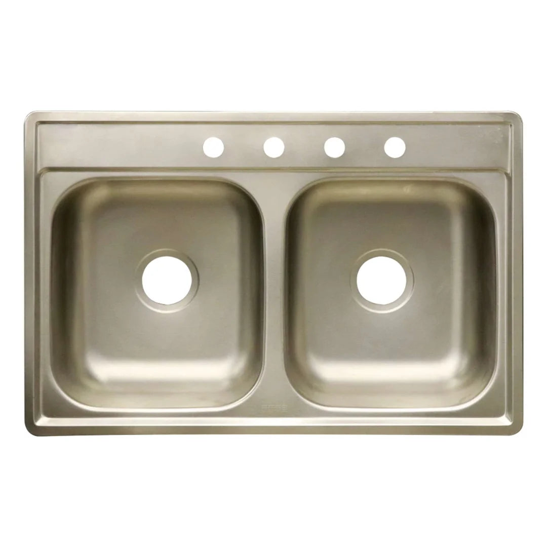 Fregador Doble de Acero Inoxidable 33X22X8"