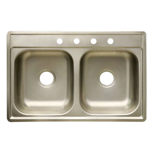 Fregador Doble de Acero Inoxidable 33X22X8"
