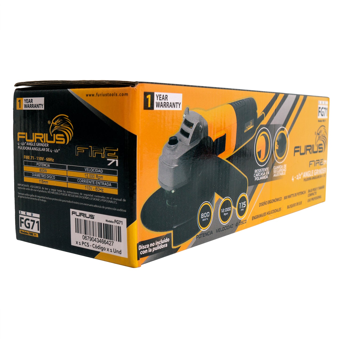 Esmeriladora Angular de 4-1/2" 800W 1200 FG71