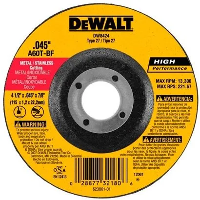 Disco Corta Metal Fino 4-1/2 DeWalt 8424