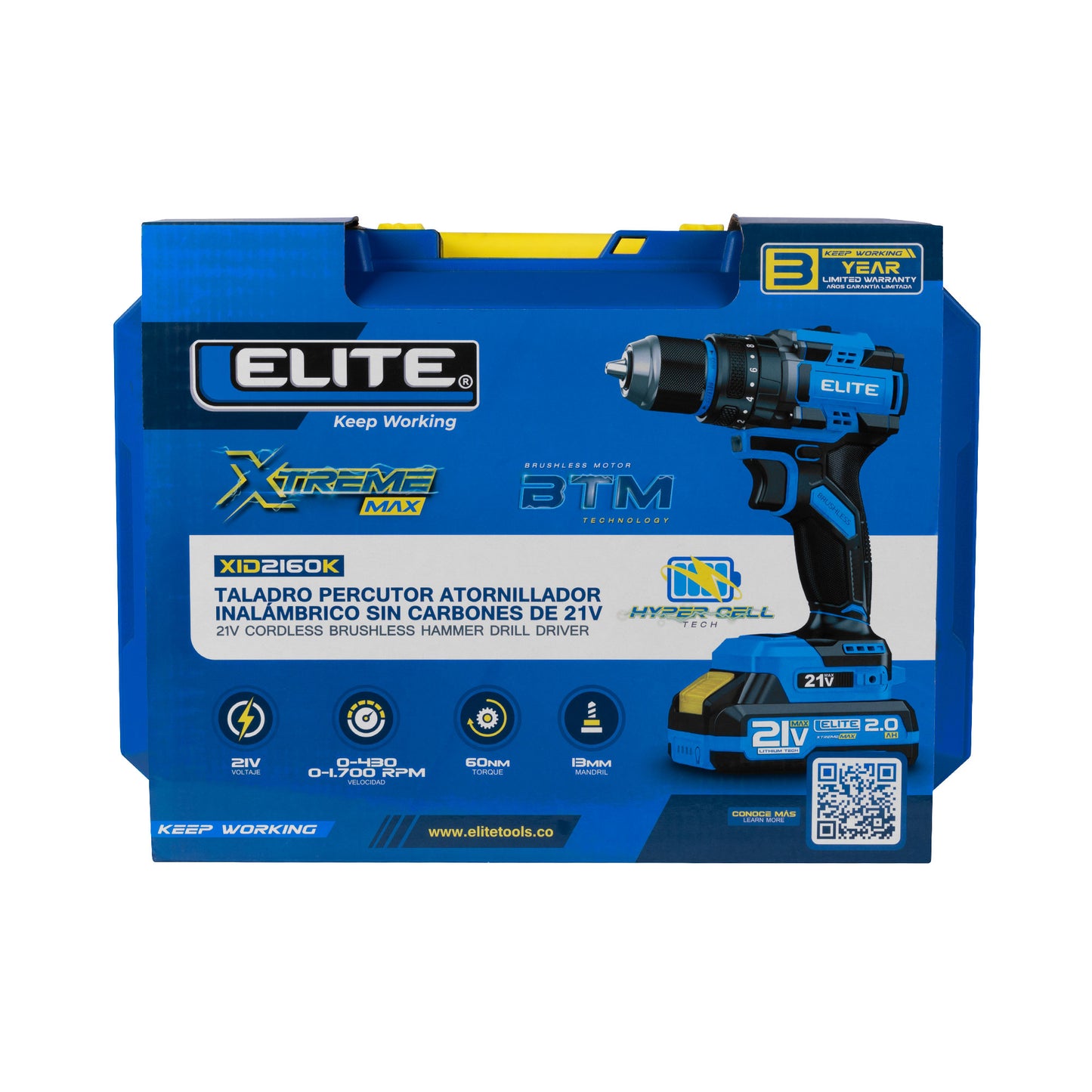 Taladro de impacto inalambrico 1/2 21V 60NM Elite