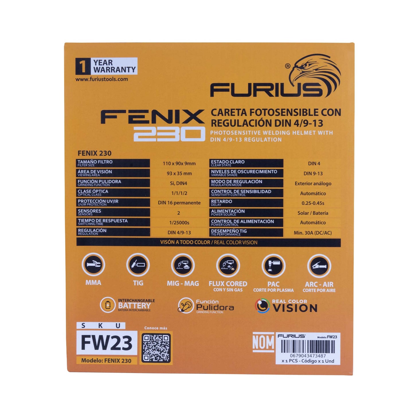 Careta Fotosensible Furius Fenix 230