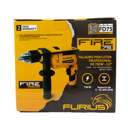 Taladro Percutor 1/2 750W 0-3300RPM Furius