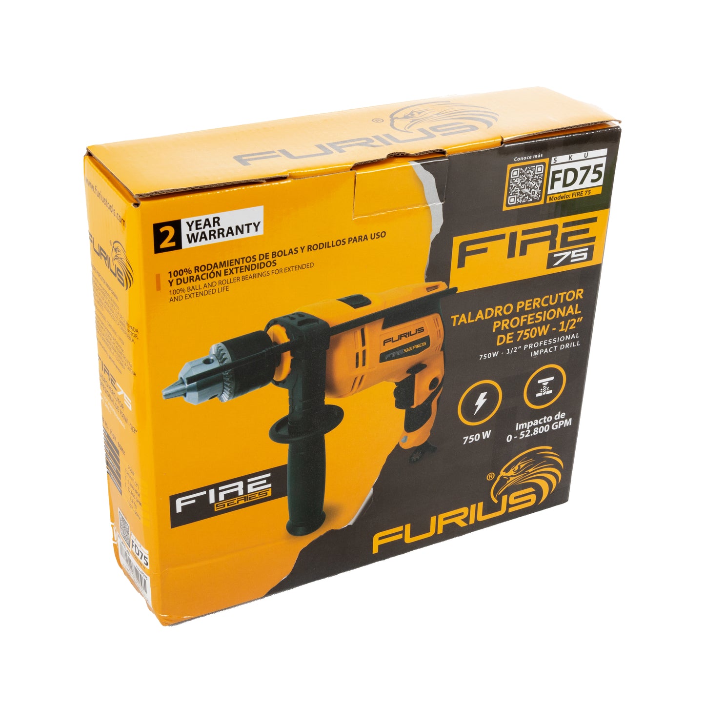 Taladro Percutor 1/2 750W 0-3300RPM Furius